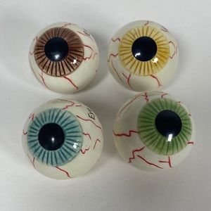 Dept 56  Halloween 1” Ceramic Eyeballs w/ pun sayings Set of 4